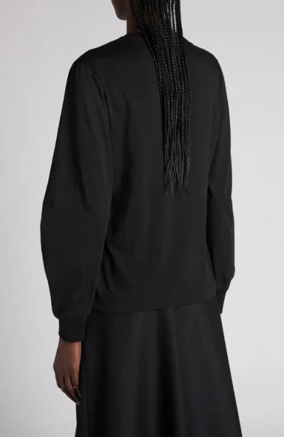 Moncler Pleated Long Sleeve T-shirt In Black