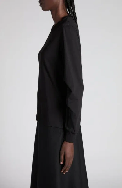 Moncler Pleated Long Sleeve T-shirt In Black