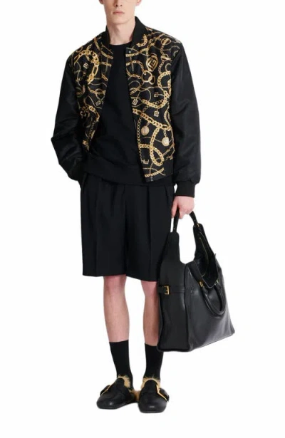Balmain Reversible Printed Bomber Jacket With Chaînes Pattern