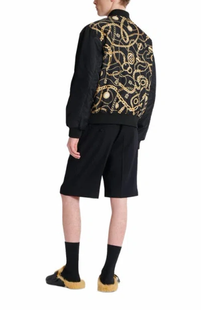 Balmain Reversible Printed Bomber Jacket With Chaînes Pattern