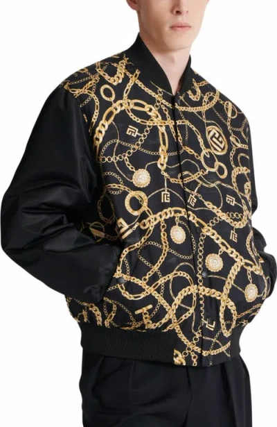 Balmain Reversible Printed Bomber Jacket With Chaînes Pattern