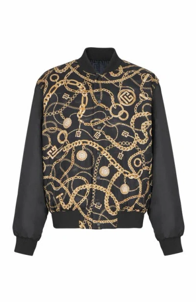 Balmain Reversible Printed Bomber Jacket With Chaînes Pattern