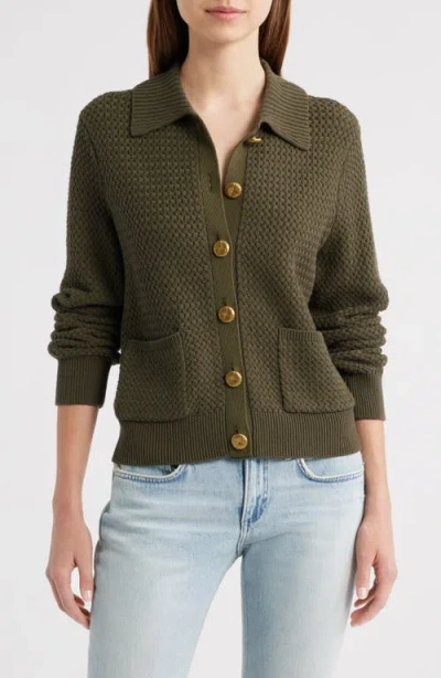 Rag & Bone Jaz Basketweave Cardigan In Green