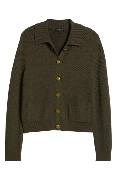 Rag & Bone Jaz Basketweave Cardigan In Green