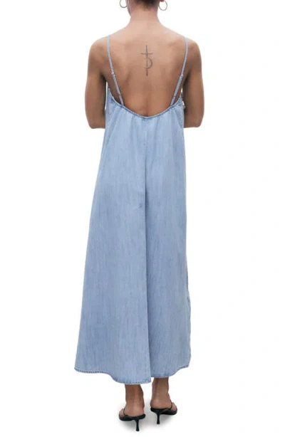 Mango Denim Halter Shift Dress In Blue