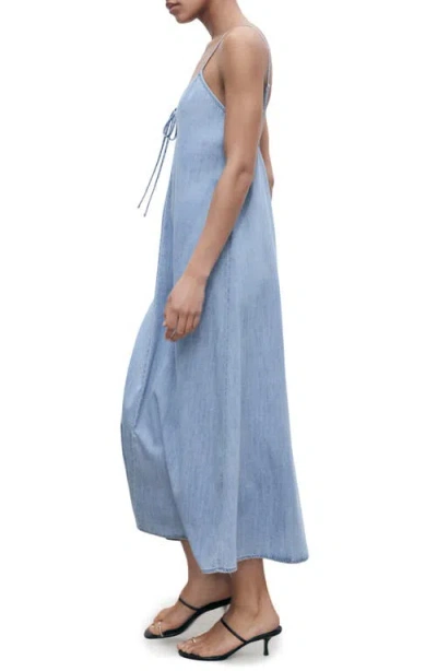 Mango Denim Halter Shift Dress In Blue