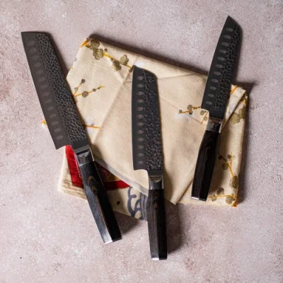 Cuisine::pro Damishiro Emperor 3pc Santoku Knife In Black