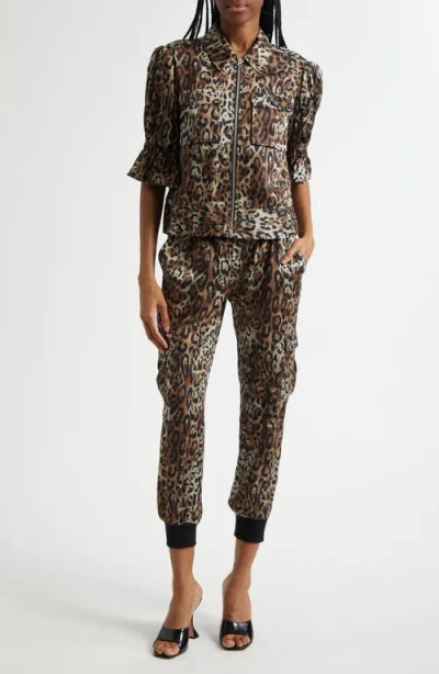 Cinq À Sept Giles Leopard Print Cargo Joggers In Animal Print