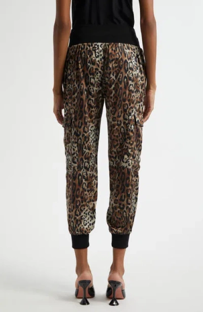 Cinq À Sept Giles Leopard Print Cargo Joggers In Animal Print
