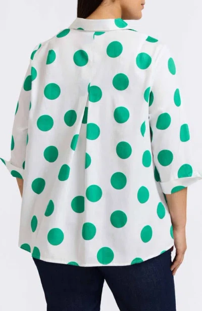 Foxcroft Agnes Polka Dot Cotton Popover Top