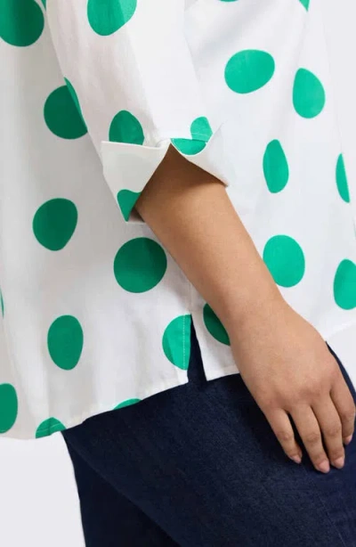 Foxcroft Agnes Polka Dot Cotton Popover Top