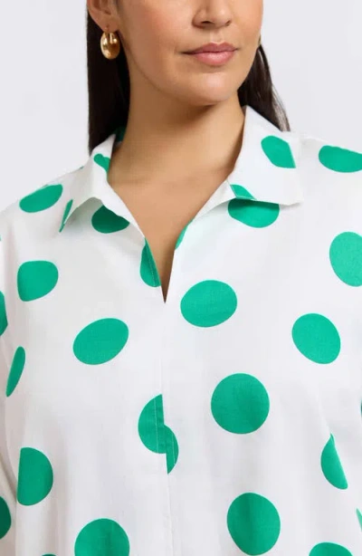 Foxcroft Agnes Polka Dot Cotton Popover Top