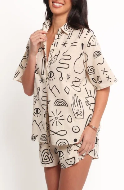 Petal And Pup Petal & Pup Isabella Mixed Print Button-up Shirt & Drawstring Shorts Set In Multi