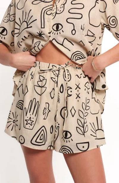 Petal And Pup Petal & Pup Isabella Mixed Print Button-up Shirt & Drawstring Shorts Set In Multi