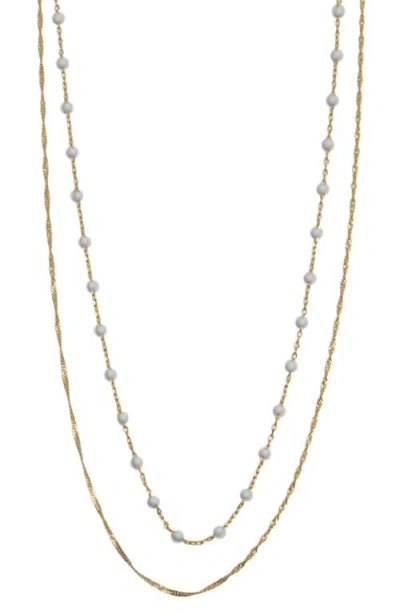 Argento Vivo Sterling Silver Layered 18k Gold Plate Sterling Silver Singapore Chain Necklace