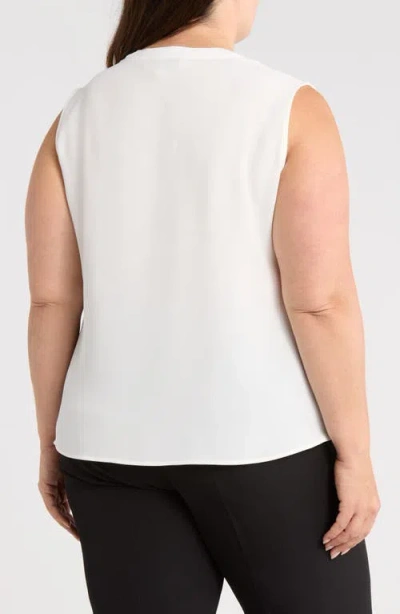 Kasper Ruffle Front Sleeveless Top In White