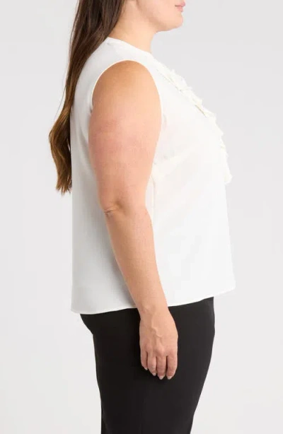 Kasper Ruffle Front Sleeveless Top In White