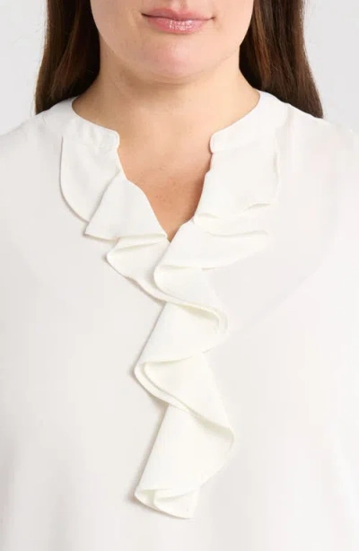 Kasper Ruffle Front Sleeveless Top In White