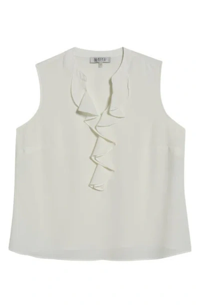 Kasper Ruffle Front Sleeveless Top In White