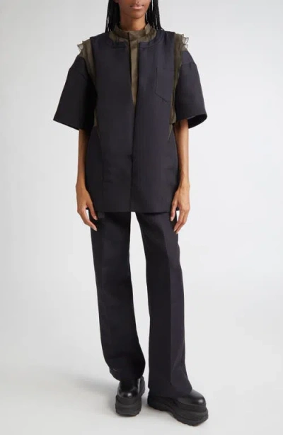 Sacai Double Face Mixed Media Top