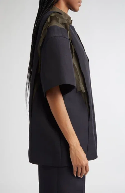 Sacai Double Face Mixed Media Top