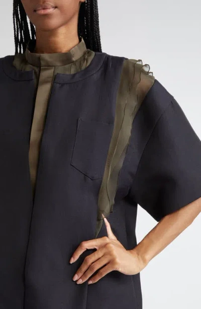 Sacai Double Face Mixed Media Top