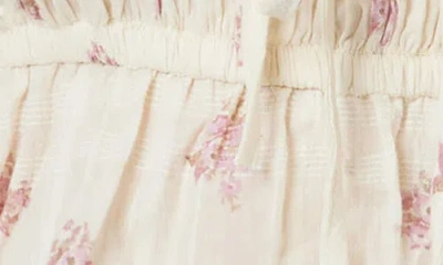 Habitual Cotton Shirred Tie Front Top In Neutral
