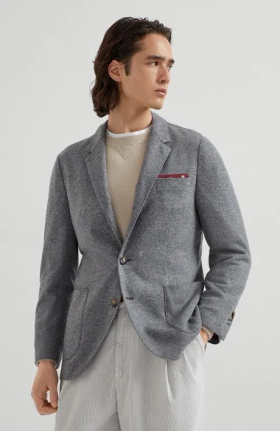 Brunello Cucinelli Cashmere Jersey Blazer In Gray