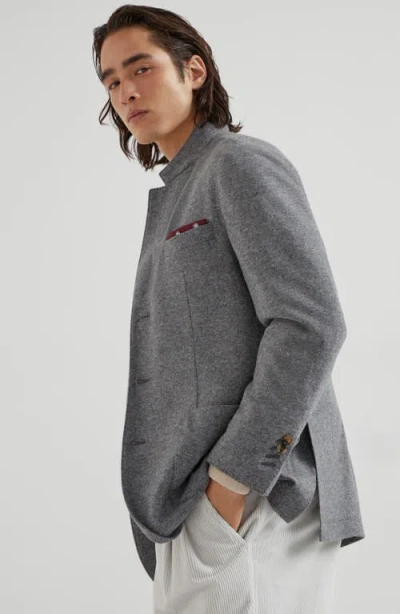 Brunello Cucinelli Cashmere Jersey Blazer In Gray