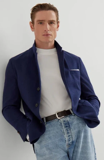 Brunello Cucinelli Single-breasted Cashmere Blazer In Blue