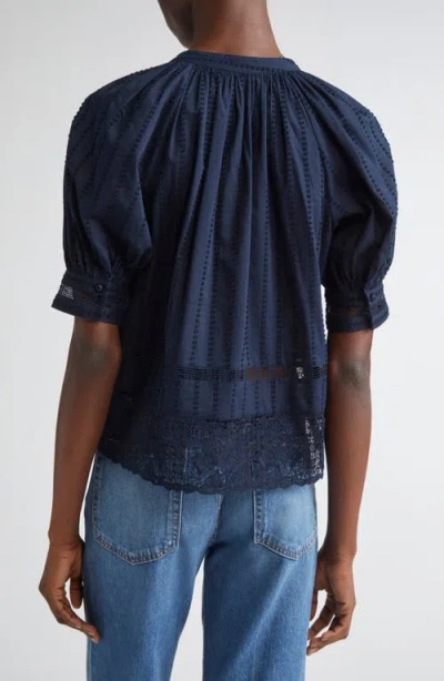 Ulla Johnson Faye Puff Sleeve Top In Blue