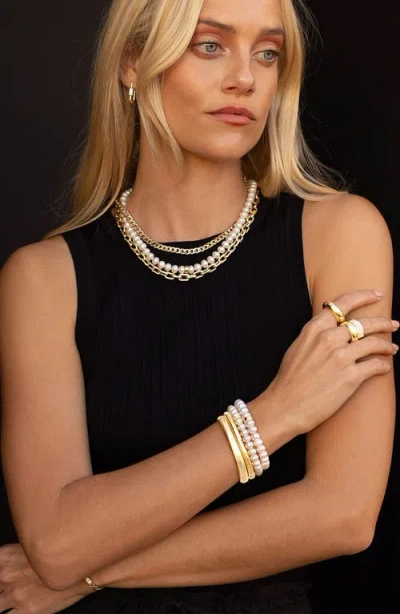 Sheryl Lowe 14k Pearl 8mm Bead Bracelet With Smooth Rondelle