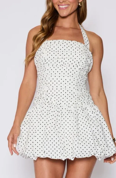 Vici Collection Rory Polka Dot Bubble Hem Halter Minidress