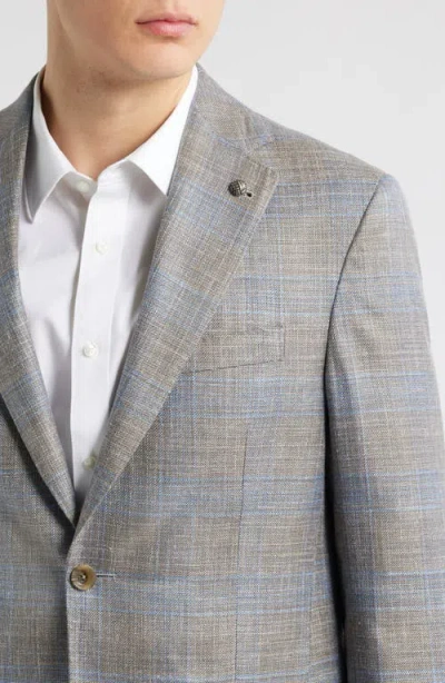 Jack Victor Midland Contemporary Fit Plaid Slub Wool & Silk Blend Sport Coat