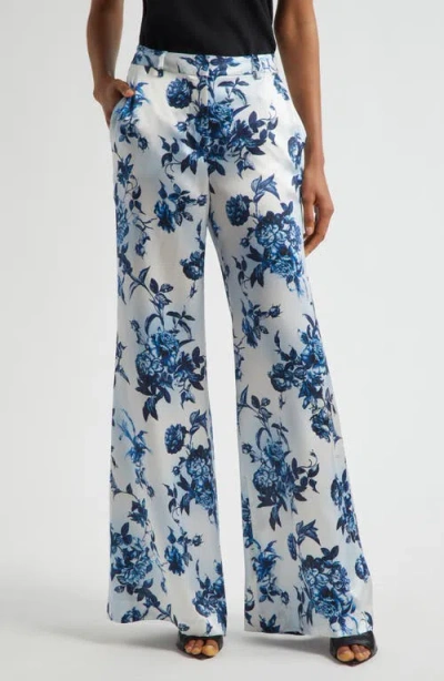 L Agence L'agence Pilar Rose Print Wide Leg Silk Pants