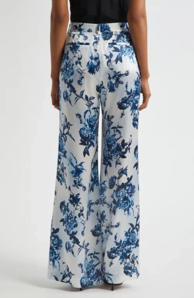 L Agence L'agence Pilar Rose Print Wide Leg Silk Pants