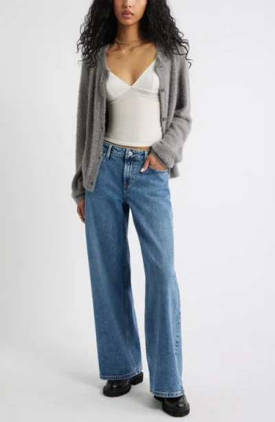 Bp. Fuzzy Scoop Neck Cardigan In Gray