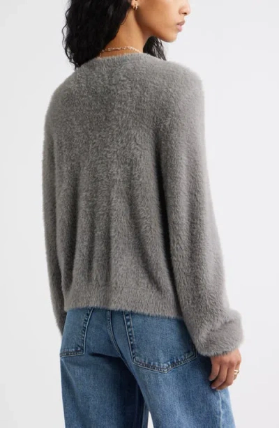 Bp. Fuzzy Scoop Neck Cardigan In Gray