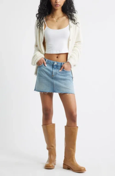 Bp. Fuzzy Scoop Neck Cardigan In White