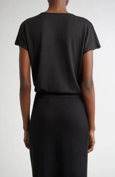 Vince Cowl-neck Cap-sleeve Satin Blouse In Black