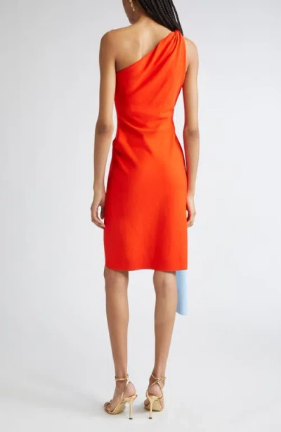 Oscar De La Renta Drape Front One Shoulder Double Face Jersey Dress