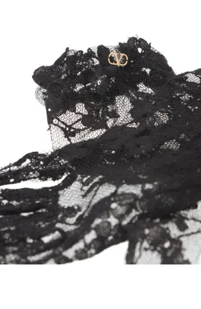 Valentino Garavani Vlogo Sheer Floral Lace Gloves