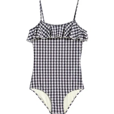 Boardies Kids' Sea Hound Ruffle One-piece Swimsuit In Blue
