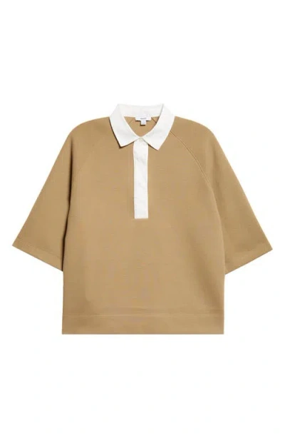 Reiss Gaia Cotton Blend Polo In Brown