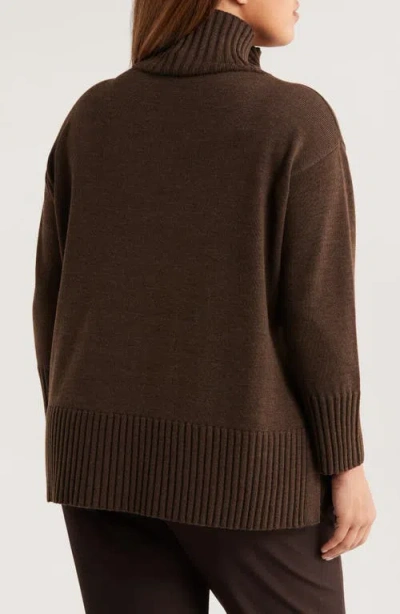 Eileen Fisher Square Armhole Turtleneck Sweater In Brown