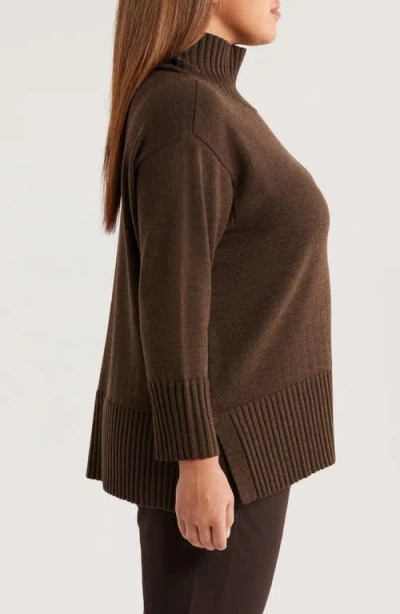 Eileen Fisher Square Armhole Turtleneck Sweater In Brown