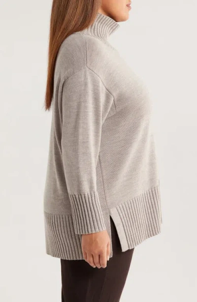 Eileen Fisher Square Armhole Turtleneck Sweater In Gray