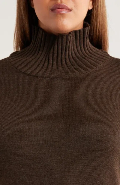 Eileen Fisher Square Armhole Turtleneck Sweater In Brown