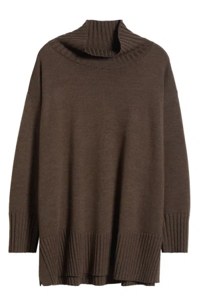 Eileen Fisher Square Armhole Turtleneck Sweater In Brown