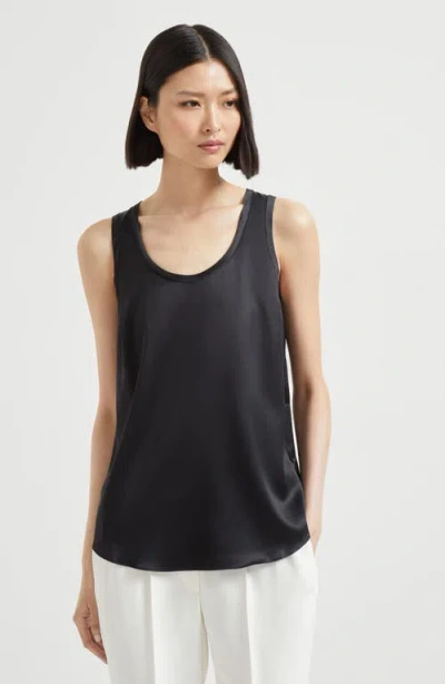Brunello Cucinelli Silk Top In Black